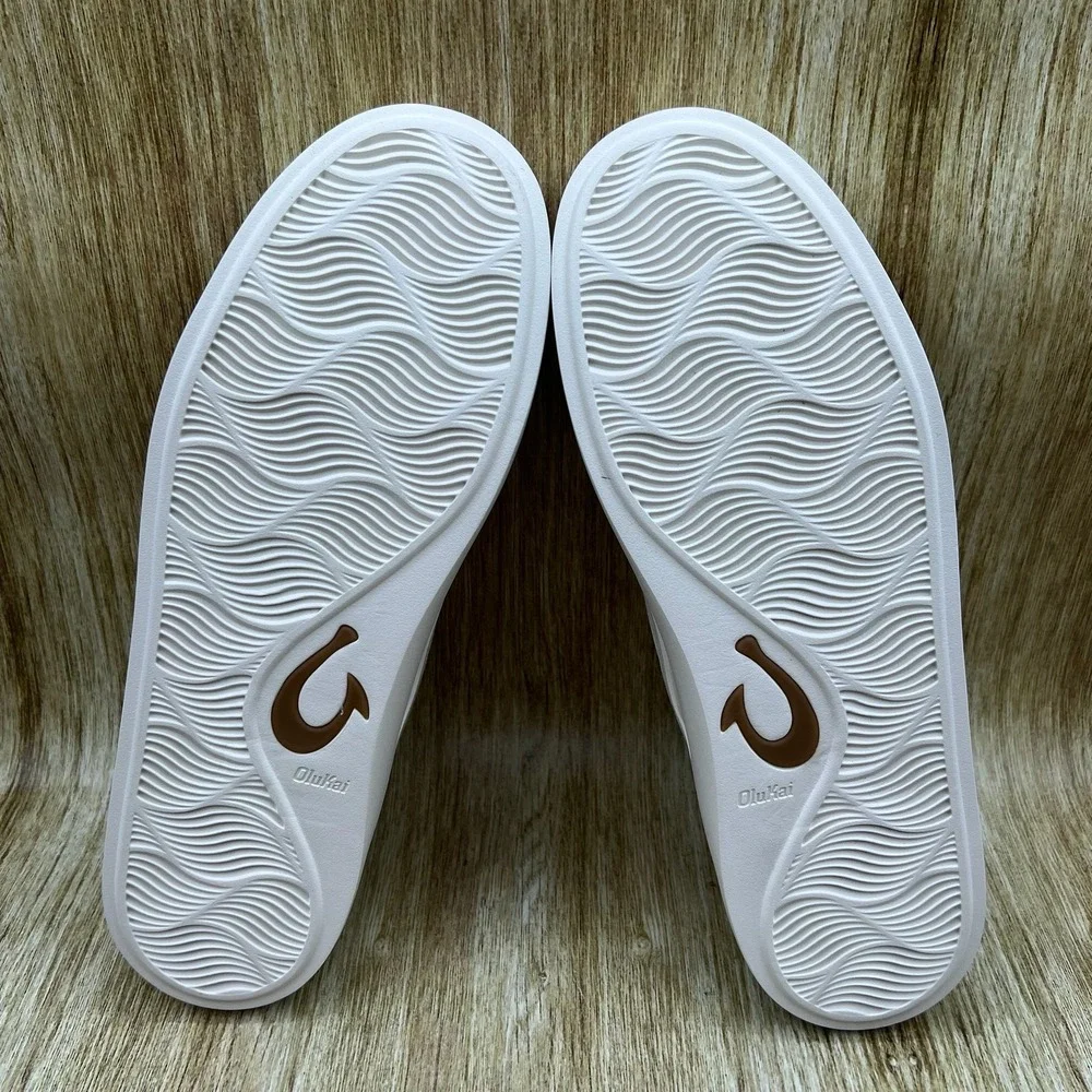 OluKai Tradewind Sneakers Mens Size 12 Off White Textile Drop-in Heel 10533-1818